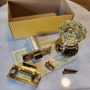 New Vintage Dexter Lock Co Crystal Brass Friction Closet Antique Set 5